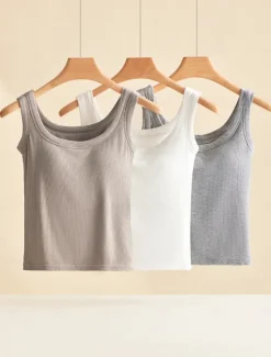 Sale Women's Camisole Tank Top Basic Sleeveless Regular Tops Crew Neck Black White Khaki Beige Gray Summer Women Tank Tops & Camis