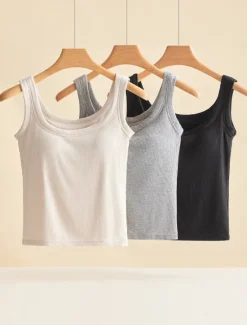 Sale Women's Camisole Tank Top Basic Sleeveless Regular Tops Crew Neck Black White Khaki Beige Gray Summer Women Tank Tops & Camis