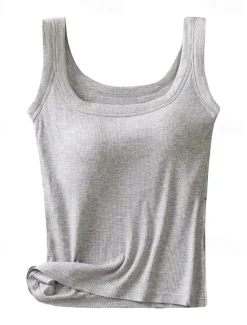 Sale Women's Camisole Tank Top Basic Sleeveless Regular Tops Crew Neck Black White Khaki Beige Gray Summer Women Tank Tops & Camis