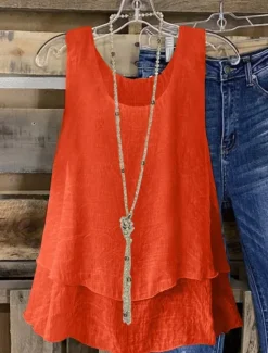 Outlet Women's Camisole Tank Top Floral Stylish Basic Sleeveless U Neck Regular Tops Daily Layered Orange Beige Summer Women Tank Tops & Camis