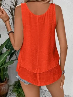 Outlet Women's Camisole Tank Top Floral Stylish Basic Sleeveless U Neck Regular Tops Daily Layered Orange Beige Summer Women Tank Tops & Camis