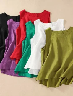 Best Women's Camisole Tank Top Solid Color Daily Casual Sleeveless Crew Neck Regular Tops Daily Black White Yellow Red Purple Summer Women Shirts