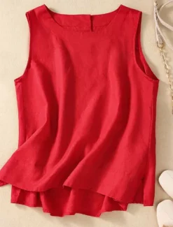 Best Women's Camisole Tank Top Solid Color Daily Casual Sleeveless Crew Neck Regular Tops Daily Black White Yellow Red Purple Summer Women Shirts