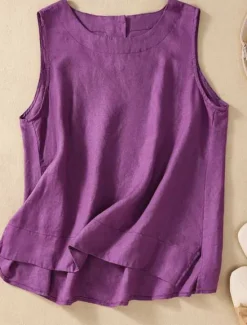 Best Women's Camisole Tank Top Solid Color Daily Casual Sleeveless Crew Neck Regular Tops Daily Black White Yellow Red Purple Summer Women Shirts