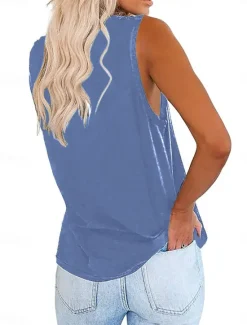 Women's Camisole Tank Top Pink Blue Green Plain Pocket Daily Basic Modern V Neck Regular Fit S Women Tank Tops & Camis