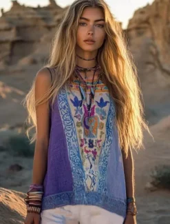 Best Women's Camisole Tank Top Floral Graphic Bohemia Daily Retro Vintage Sleeveless Crew Neck Regular Tops Vacation Wear Summer Spring Women Tank Tops & Camis
