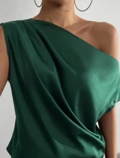 Best Women's Camisole Tank Top Solid Color Business Modern Casual Sleeveless Asymmetrical Regular Tops Work Formal Wear Black Pink Brown Green Beige Summer Spring Women Tank Tops & Camis