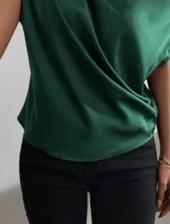 Best Women's Camisole Tank Top Solid Color Business Modern Casual Sleeveless Asymmetrical Regular Tops Work Formal Wear Black Pink Brown Green Beige Summer Spring Women Tank Tops & Camis