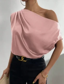 Best Women's Camisole Tank Top Solid Color Business Modern Casual Sleeveless Asymmetrical Regular Tops Work Formal Wear Black Pink Brown Green Beige Summer Spring Women Tank Tops & Camis