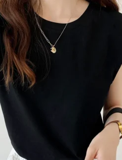 New Women's Camisole Tank Top Solid Color Daily Basic Casual Sleeveless Crew Neck Regular Tops Daily Black White Yellow Blue Brown Summer Women Tank Tops & Camis