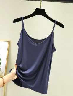 Women's Camisole Tank Top Solid Color Daily Sleeveless Crew Neck Regular Tops Daily Backless Light Blue Iron Gray Denim Blue Matcha green Black Summer Women Tank Tops & Camis
