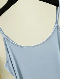 Women's Camisole Tank Top Solid Color Daily Sleeveless Crew Neck Regular Tops Daily Backless Light Blue Iron Gray Denim Blue Matcha green Black Summer Women Tank Tops & Camis