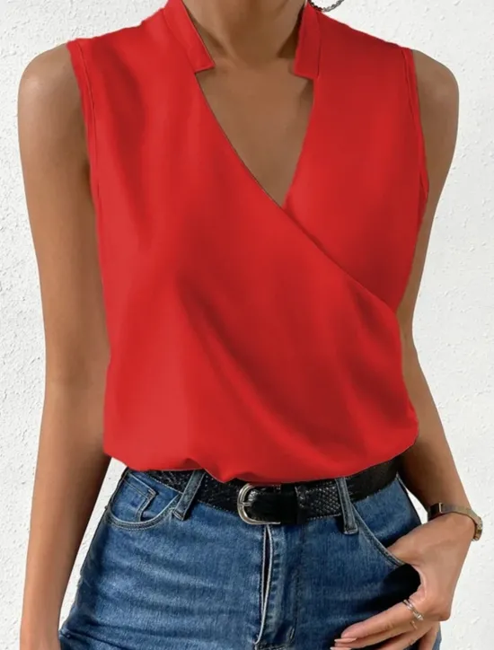 Online Women's Camisole Tank Top Solid Color Elegant Stylish Basic Sleeveless V Neck Regular Tops Daily Black White Yellow Red Blue Summer Women Blouses & Shirts