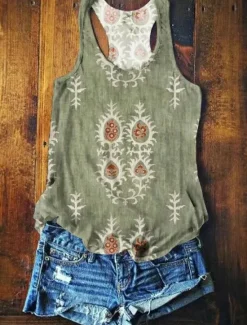 Best Women's Camisole Tank Top Summer Tops Floral Graphic Basic Sleeveless V Neck Regular Tops Print Red Purple Orange Green Summer Spring Women Blouses & Shirts|Tank Tops & Camis