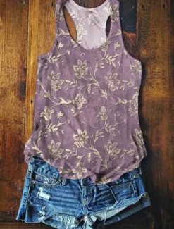 Best Women's Camisole Tank Top Summer Tops Floral Graphic Basic Sleeveless V Neck Regular Tops Print Red Purple Orange Green Summer Spring Women Blouses & Shirts|Tank Tops & Camis