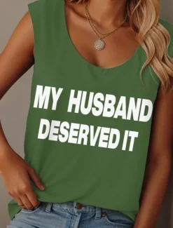 Best Women's Camisole Tank Top Graphic Letter Graffiti Vintage Tropical Stylish Sleeveless Crew Neck Scoop Neck Regular Tops Daily Print Black Pink Army Green Red Purple Summer Ridicule Husband Women Tank Tops & Camis