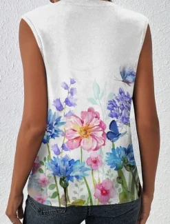 Hot Women's Camisole Tank Top Floral Tropical Daily Hawaiian Sleeveless Sleeveless Crew Neck Regular Tops Holiday Beach Wear Vacation Wear Summer Women Tank Tops & Camis