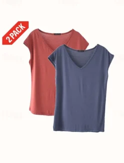 Clearance Women's Camisole Tank Top Solid Color Plain Daily Sleeveless V Neck Regular Tops White and Blue White and Red Red / black Green / Red White and Pink Spring, Fall, Winter, Summer Women Tank Tops & Camis