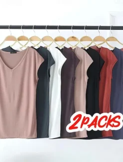 Clearance Women's Camisole Tank Top Solid Color Plain Daily Sleeveless V Neck Regular Tops White and Blue White and Red Red / black Green / Red White and Pink Spring, Fall, Winter, Summer Women Tank Tops & Camis