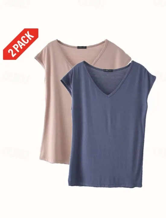 Clearance Women's Camisole Tank Top Solid Color Plain Daily Sleeveless V Neck Regular Tops White and Blue White and Red Red / black Green / Red White and Pink Spring, Fall, Winter, Summer Women Tank Tops & Camis