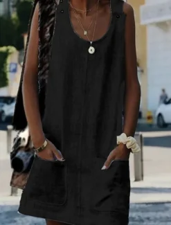 Outlet Women's Camisole Tank Top T shirt Dress Vest Streetwear Casual Pocket Sleeveless Long Tops U Neck Daily Weekend Black White Yellow Wine Blue Women Tank Tops & Camis