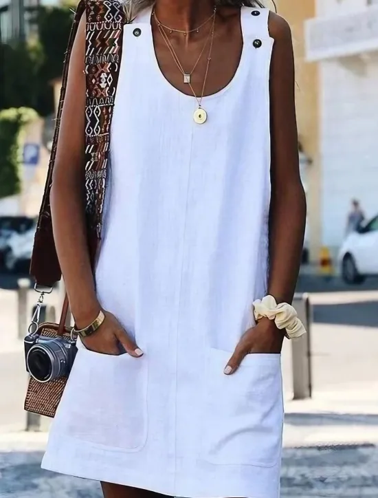 Outlet Women's Camisole Tank Top T shirt Dress Vest Streetwear Casual Pocket Sleeveless Long Tops U Neck Daily Weekend Black White Yellow Wine Blue Women Tank Tops & Camis