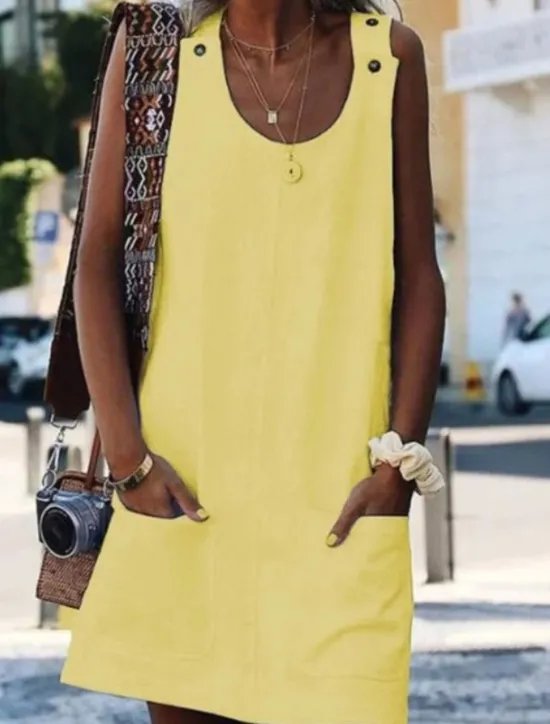Outlet Women's Camisole Tank Top T shirt Dress Vest Streetwear Casual Pocket Sleeveless Long Tops U Neck Daily Weekend Black White Yellow Wine Blue Women Tank Tops & Camis