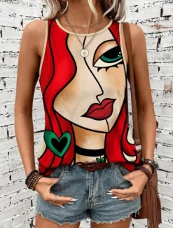 Best Women's Camisole Tank Top Vest Fashion Streetwear Striped Print Sleeveless Regular Tops Crew Neck Casual Green Summer Women Tank Tops & Camis|Blouses & Shirts