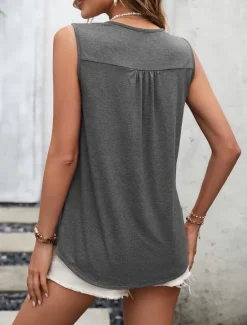 Women's Camisole Tank Top Graphic Fashion Modern Casual Sleeveless Square Neck Regular Tops Daily Going out Weekend Lace Wine Gray Summer Women Tank Tops & Camis