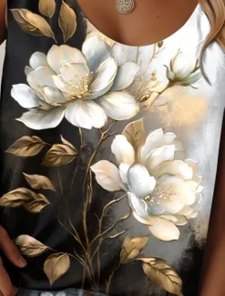 New Women's Camisole Tank Top Floral Graphic Daily Casual Sleeveless Crew Neck Regular Tops Daily Print Summer Women Tank Tops & Camis