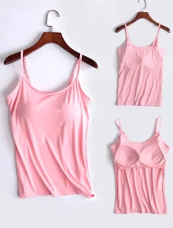 Online Women's Camisole Tank Top Solid Color Daily Basic Casual Sleeveless Strap Regular Tops Daily Backless Black White Pink Red Purple Summer Women Tank Tops & Camis