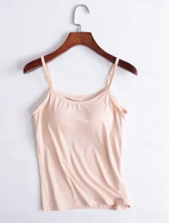Online Women's Camisole Tank Top Solid Color Daily Basic Casual Sleeveless Strap Regular Tops Daily Backless Black White Pink Red Purple Summer Women Tank Tops & Camis
