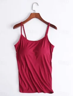 Online Women's Camisole Tank Top Solid Color Daily Basic Casual Sleeveless Strap Regular Tops Daily Backless Black White Pink Red Purple Summer Women Tank Tops & Camis