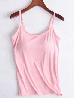 Online Women's Camisole Tank Top Solid Color Daily Basic Casual Sleeveless Strap Regular Tops Daily Backless Black White Pink Red Purple Summer Women Tank Tops & Camis