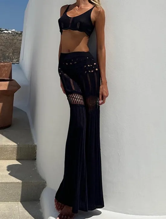 Outlet Women's Camisole Tank Top Black White Solid Color Cut Out Beach Swimming Vacation Sexy Boho Strap Regular Fit S Women Tank Tops & Camis