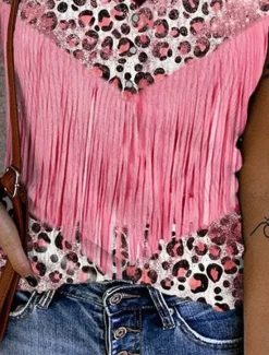 Best Women's Camisole Tank Top Leopard Color Block Stylish Casual Sleeveless Sleeveless V Neck Crop Tops Daily Print Pink Blue Summer Spring Women Tank Tops & Camis