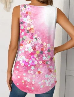 Outlet Women's Camisole Tank Top Floral Graphic Vintage Tropical Stylish Sleeveless V Neck Long Tops Daily Print Pink Blue Green Summer Spring Women Tank Tops & Camis