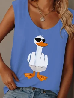 Online Women's Camisole Tank Top Graphic Animal Graffiti Daily Casual Sleeveless Crew Neck Scoop Neck Regular Tops Daily Print Black Pink Blue Purple Summer Spring Women Tank Tops & Camis
