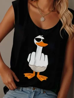 Online Women's Camisole Tank Top Graphic Animal Graffiti Daily Casual Sleeveless Crew Neck Scoop Neck Regular Tops Daily Print Black Pink Blue Purple Summer Spring Women Tank Tops & Camis