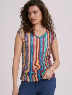 Outlet Women's Camisole Tank Top Basic Neon & Bright Striped Print Sleeveless Regular Tops V Neck Casual Yellow Pink Women Tank Tops & Camis