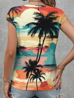 Women's Camisole Tank Top Ombre Hawaiian Sleeveless V Neck Regular Tops Vacation Print Summer Women Tank Tops & Camis|T-Shirts