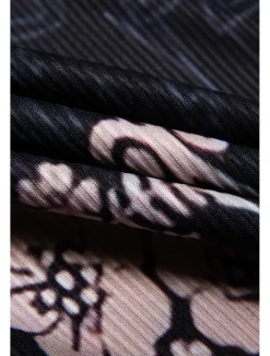 Hot Women's Camisole Tank Top Bohemian Paisley Knit V-Neck Sleeveless Casual Fitted Ribbed Black Cream Layering Summer Clothing Apparel Women Tank Tops & Camis