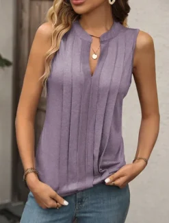 Outlet Women's Camisole Tank Top Solid Color Daily Casual Sleeveless V Neck Regular Tops Daily Purple Green Apricot Gray Summer Spring Women Tank Tops & Camis