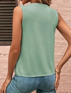 Outlet Women's Camisole Tank Top Solid Color Daily Casual Sleeveless V Neck Regular Tops Daily Purple Green Apricot Gray Summer Spring Women Tank Tops & Camis