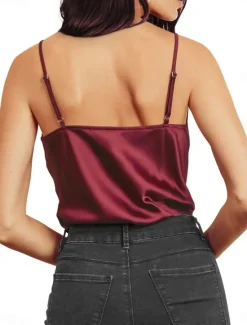 Discount Women's Camisole Tank Top Solid Color Stylish Casual Sleeveless V Neck Regular Tops Daily Patchwork Black Red Blue Green Summer Spring Women Tank Tops & Camis