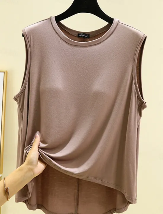 Outlet Women's Camisole Tank Top Solid Color Daily Casual Sleeveless Crew Neck Regular Tops Daily Black Pink Purple Green Khaki Summer Spring Women Tank Tops & Camis