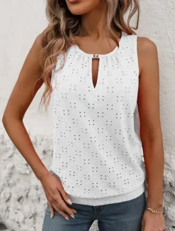 Discount Women's Camisole Tank Top Solid Color Plain Elegant Stylish Basic Sleeveless Crew Neck Regular Tops Daily Holiday Ruched Black White Yellow Red Green Summer Spring Women Tank Tops & Camis