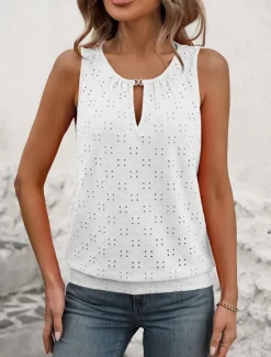 Discount Women's Camisole Tank Top Solid Color Plain Elegant Stylish Basic Sleeveless Crew Neck Regular Tops Daily Holiday Ruched Black White Yellow Red Green Summer Spring Women Tank Tops & Camis