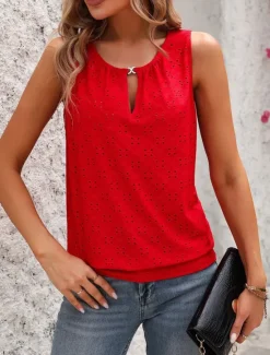 Discount Women's Camisole Tank Top Solid Color Plain Elegant Stylish Basic Sleeveless Crew Neck Regular Tops Daily Holiday Ruched Black White Yellow Red Green Summer Spring Women Tank Tops & Camis