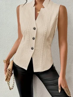 Outlet Women's Camisole Tank Top Solid Color Elegant Daily Stylish Sleeveless V Neck Regular Tops Daily Holiday Buttons Black White Khaki Gray Summer Women Tank Tops & Camis